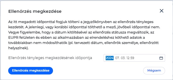 ellenőrzés megkezdése