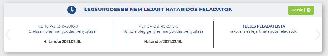 Határidős feladatok
