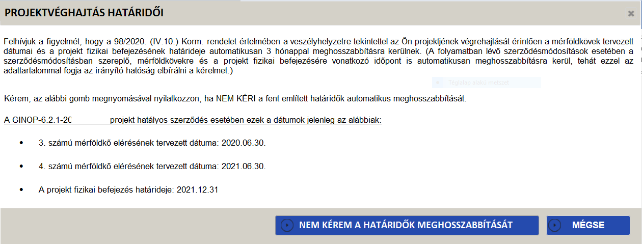 határidő hosszabbítás