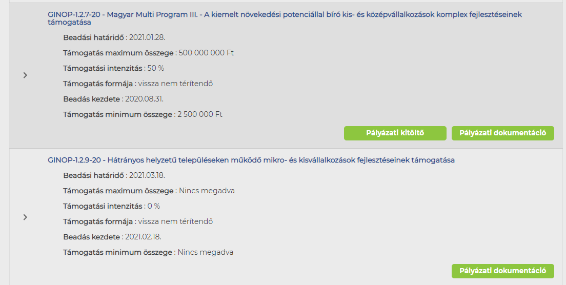 Pályázati kitöltő