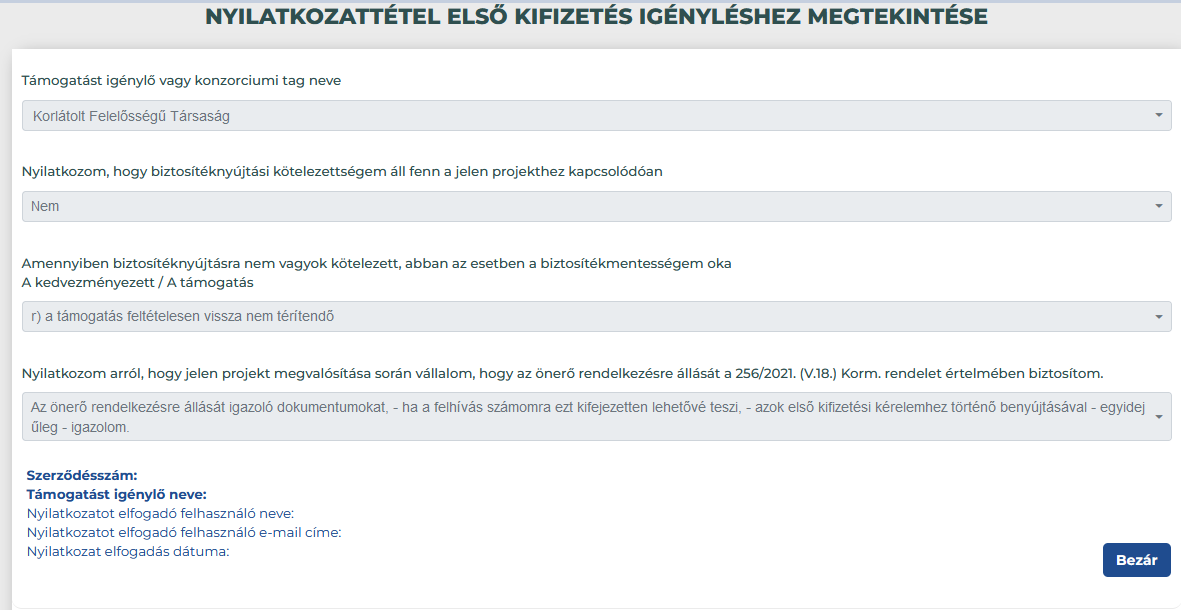 SZTP nyilatkozat